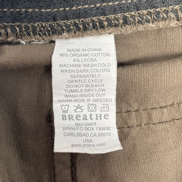 prAna Men's M Olive Green Hiking Climbing Cropped Pants Integrated Belt - Picture 12 of 14